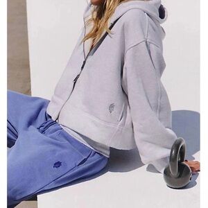 Free People Movement A Cut Above - Double Zip Hoodie Light Gray